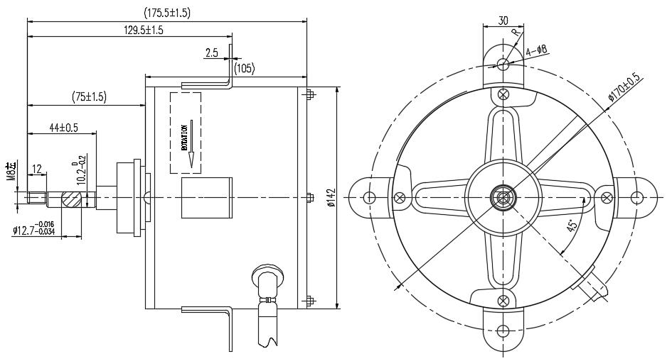 YDK139A1 series heat pump fan motor